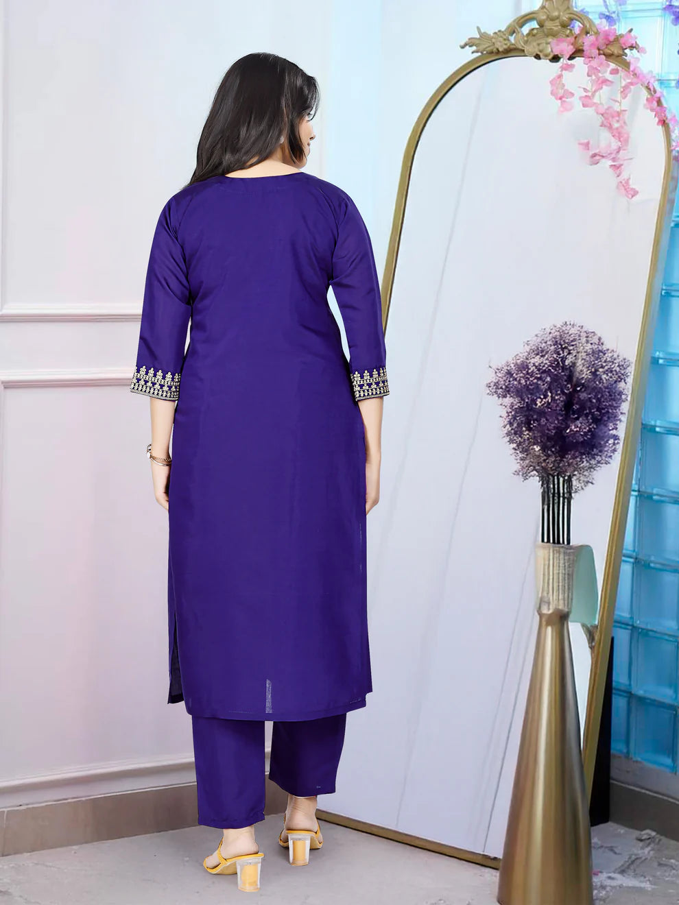 Dixz Fashion Elegant PV Chanderi Gown Style Kurti Set