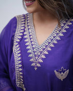 Dixz Fashion Elegant PV Chanderi Gown Style Kurti Set