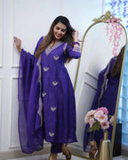 Dixz Fashion Elegant PV Chanderi Gown Style Kurti Set