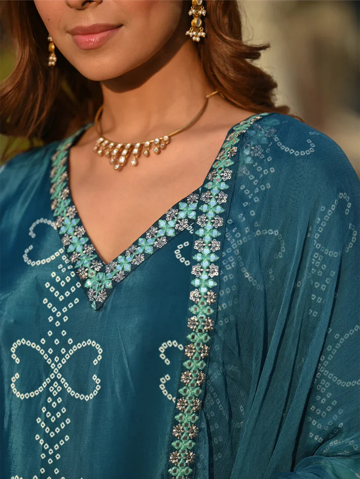 Dixz Fashion Graceful Chinnon Silk Printed & Embroidered Suit Set