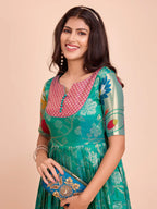 Dixz Fashion Celebrate in Style with Our Contemporary Banarasi Weaving Gown 👗