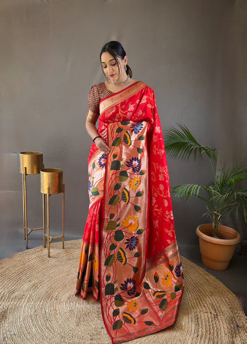 Dixz Fashion Pure soft paithani silk saree