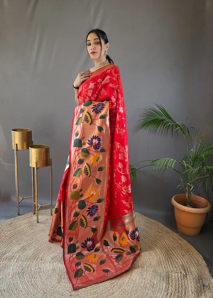 Dixz Fashion Pure soft paithani silk saree