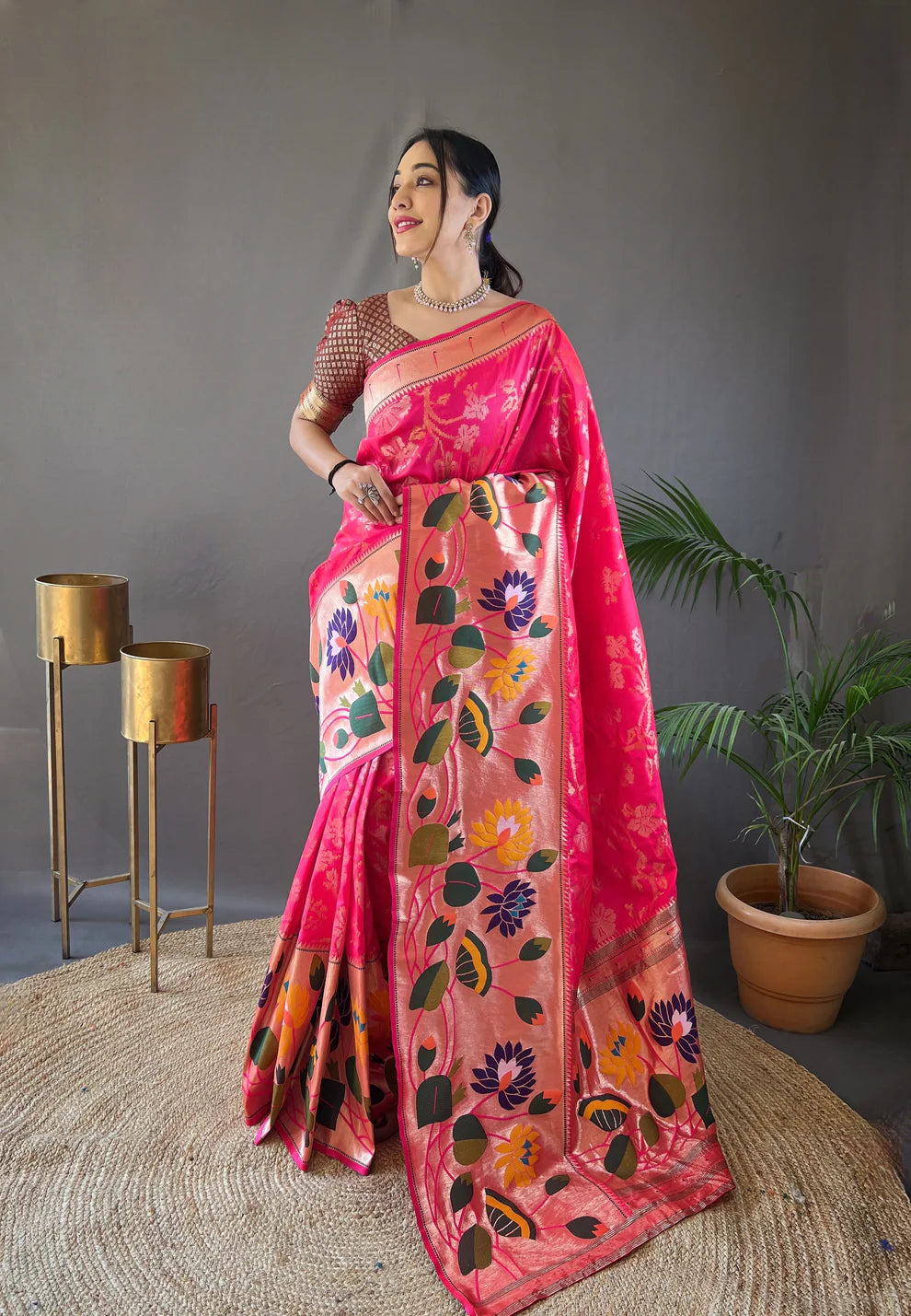 Dixz Fashion Pure soft paithani silk saree