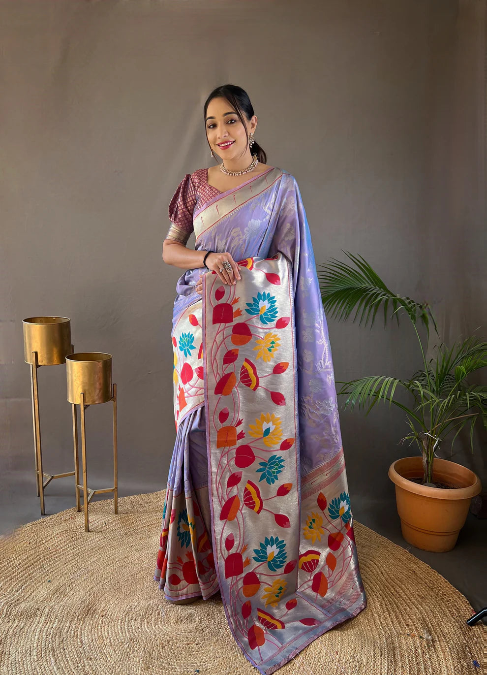 Dixz Fashion Pure soft paithani silk saree