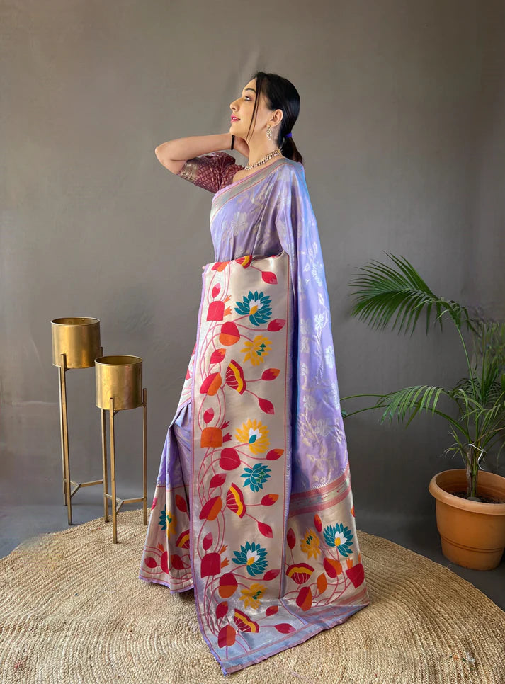 Dixz Fashion Pure soft paithani silk saree