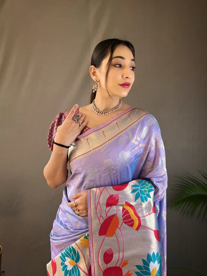 Dixz Fashion Pure soft paithani silk saree