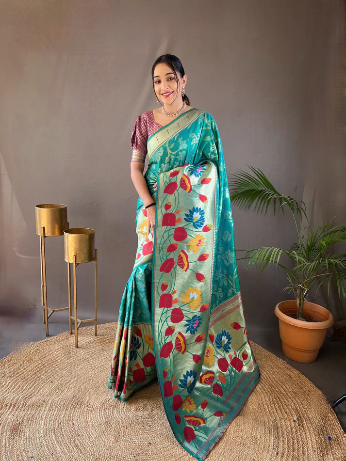 Dixz Fashion Pure soft paithani silk saree