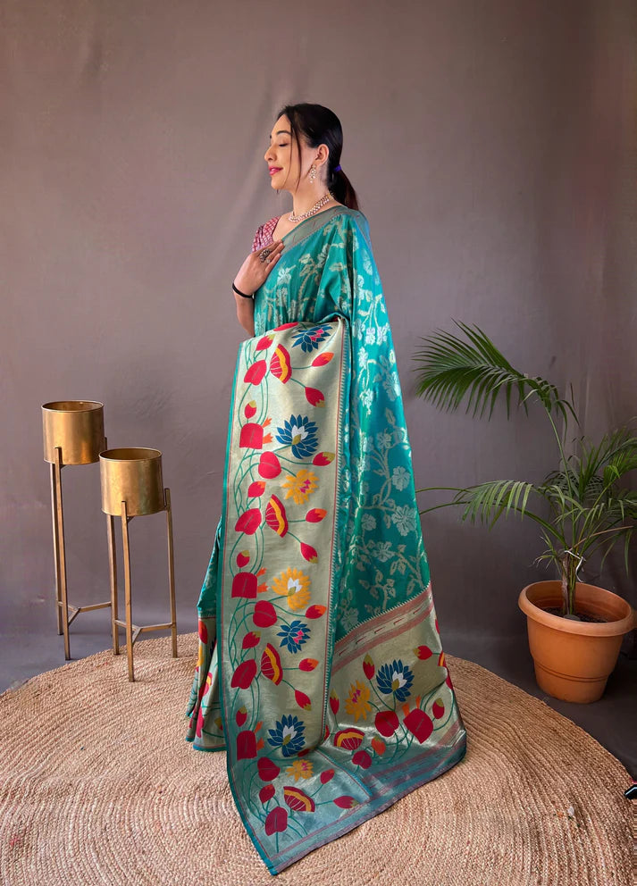 Dixz Fashion Pure soft paithani silk saree