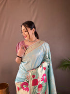 Dixz Fashion Pure soft paithani silk saree