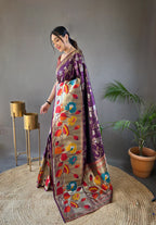 Dixz Fashion Pure soft paithani silk saree
