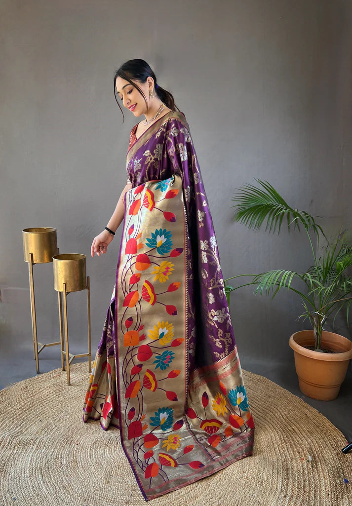 Dixz Fashion Pure soft paithani silk saree