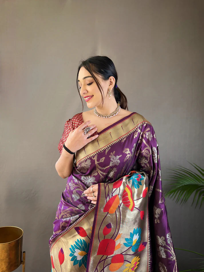 Dixz Fashion Pure soft paithani silk saree