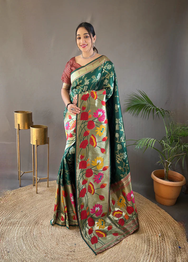 Dixz Fashion Pure soft paithani silk saree