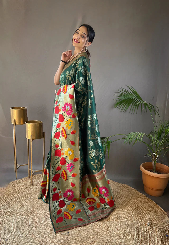Dixz Fashion Pure soft paithani silk saree