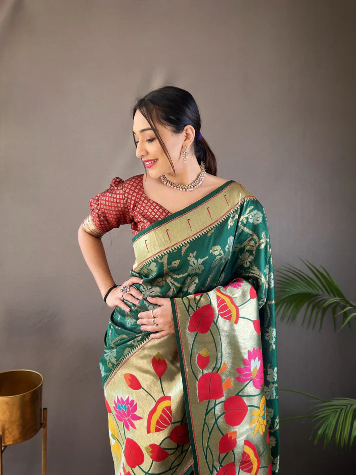 Dixz Fashion Pure soft paithani silk saree