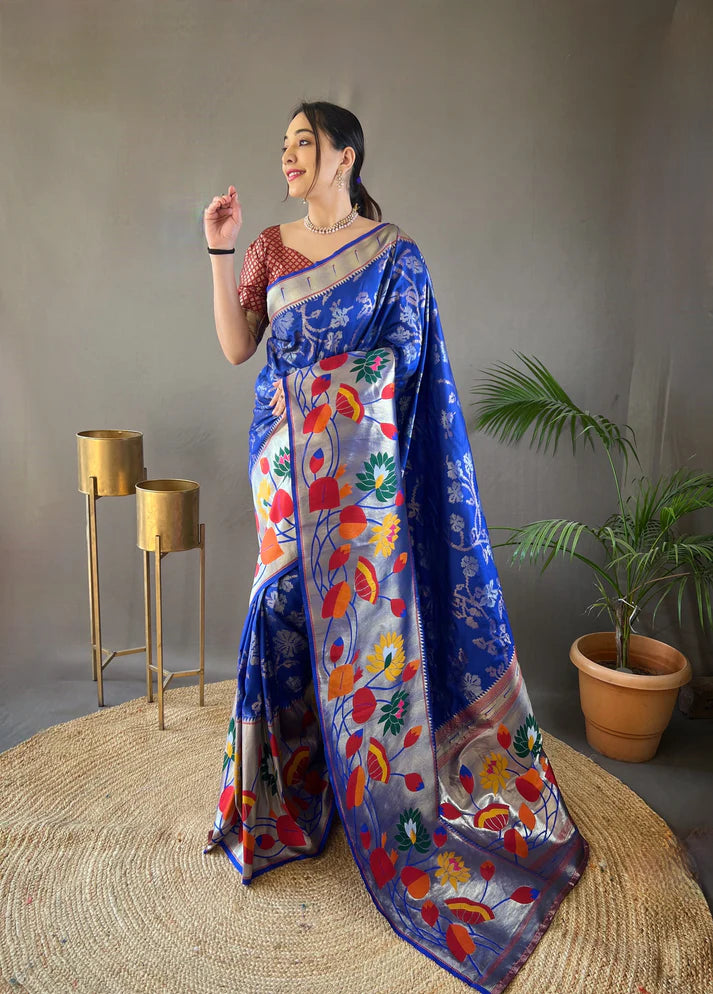 Dixz Fashion Pure soft paithani silk saree