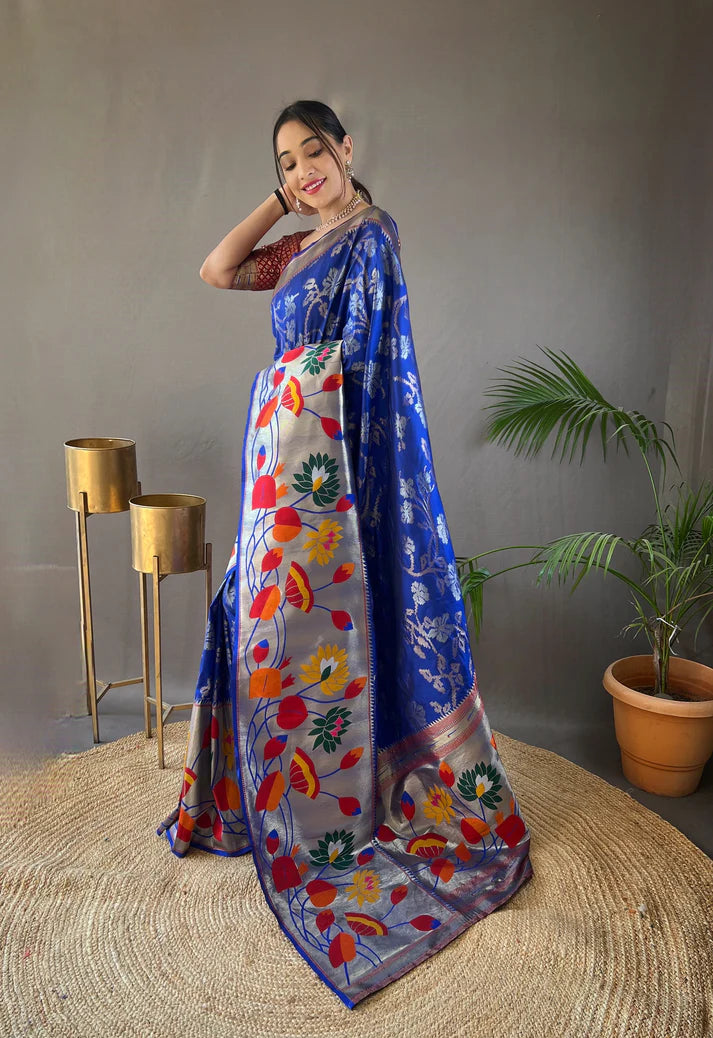 Dixz Fashion Pure soft paithani silk saree