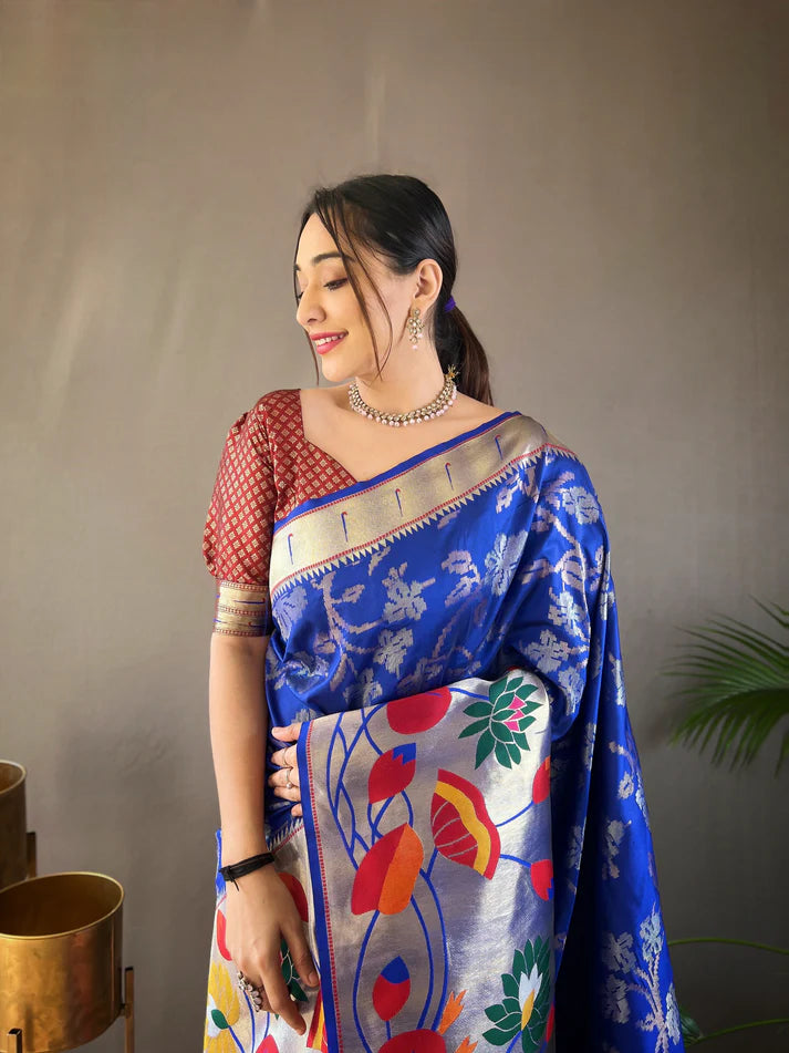 Dixz Fashion Pure soft paithani silk saree
