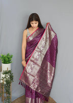 Dixz Fashion Graceful Khicha Checks Silk Saree with Rich Pallu & Embellished Border
