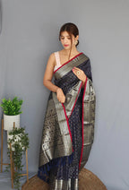 Dixz Fashion Graceful Khicha Checks Silk Saree with Rich Pallu & Embellished Border