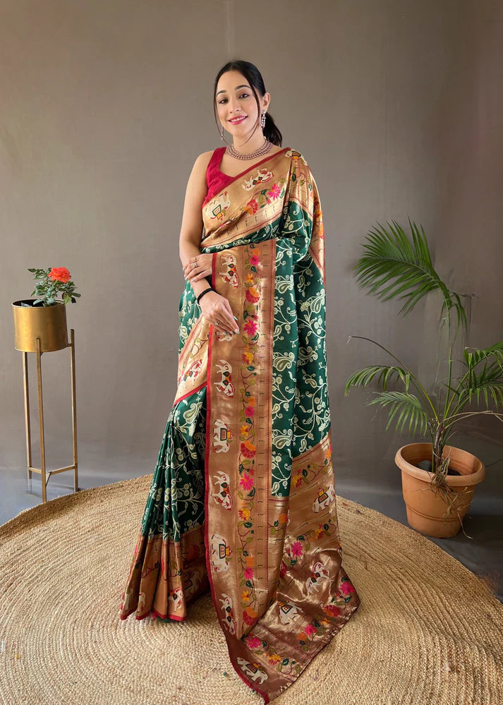 Dixz Fashion Beautiful Lucknowi Concept weaving saree
