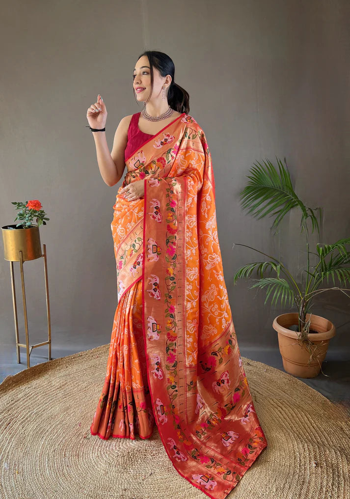 Dixz Fashion Beautiful Lucknowi Concept weaving saree
