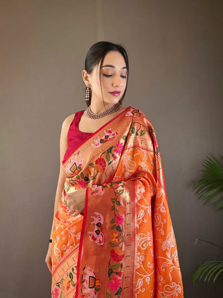 Dixz Fashion Beautiful Lucknowi Concept weaving saree