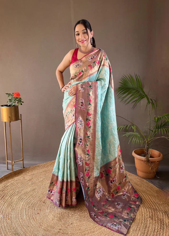 Dixz Fashion Beautiful Lucknowi Concept weaving saree