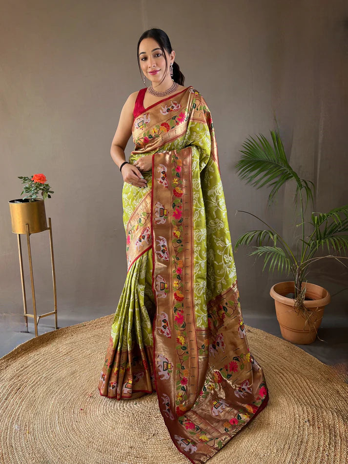 Dixz Fashion Beautiful Lucknowi Concept weaving saree