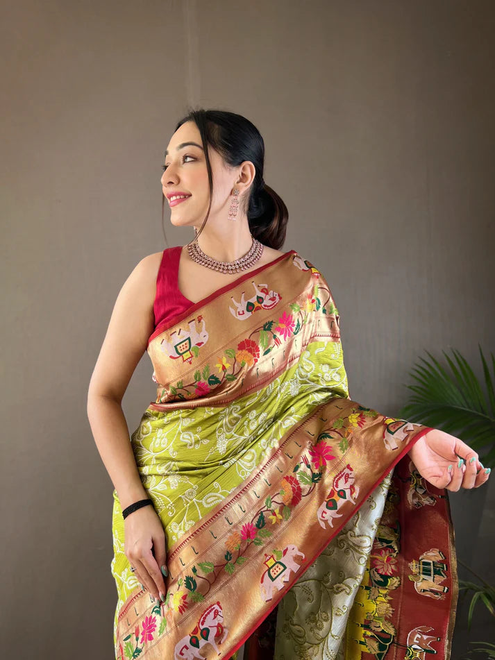 Dixz Fashion Beautiful Lucknowi Concept weaving saree