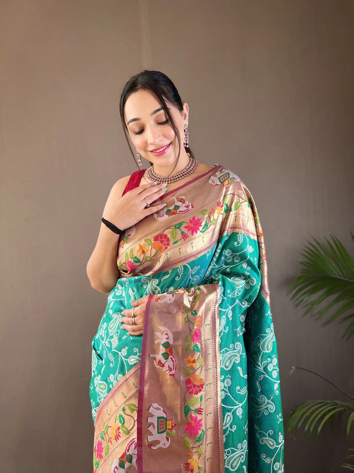 Dixz Fashion Beautiful Lucknowi Concept weaving saree