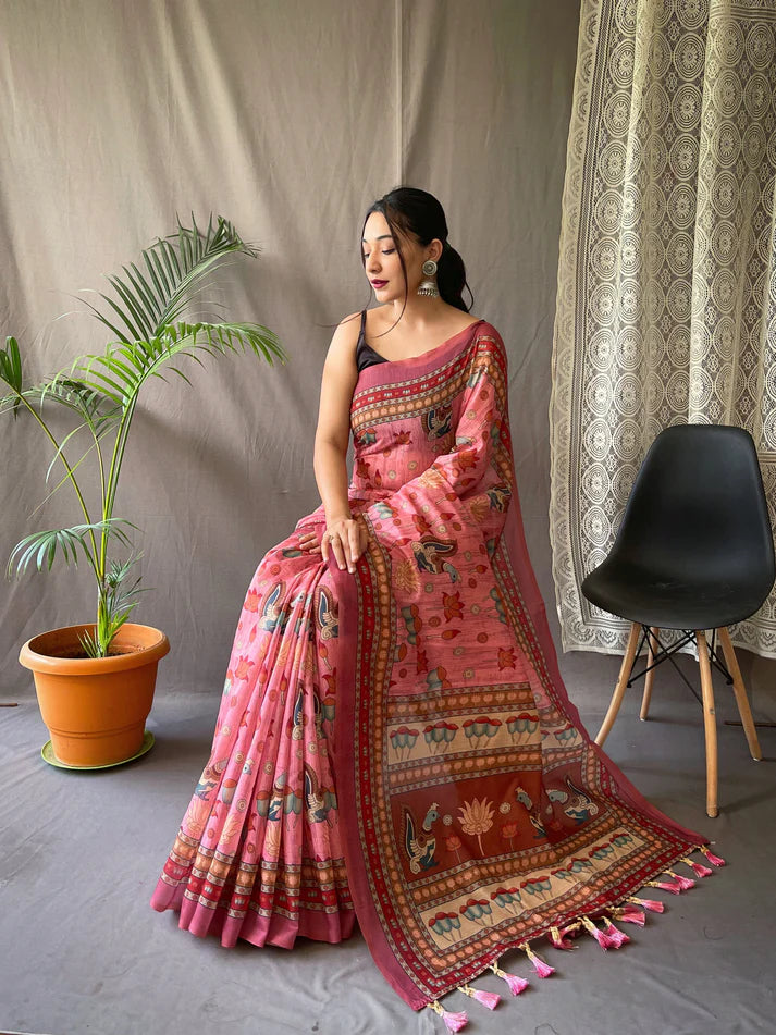 DIXZ FASHION PURE MALAI COTTON SAREE