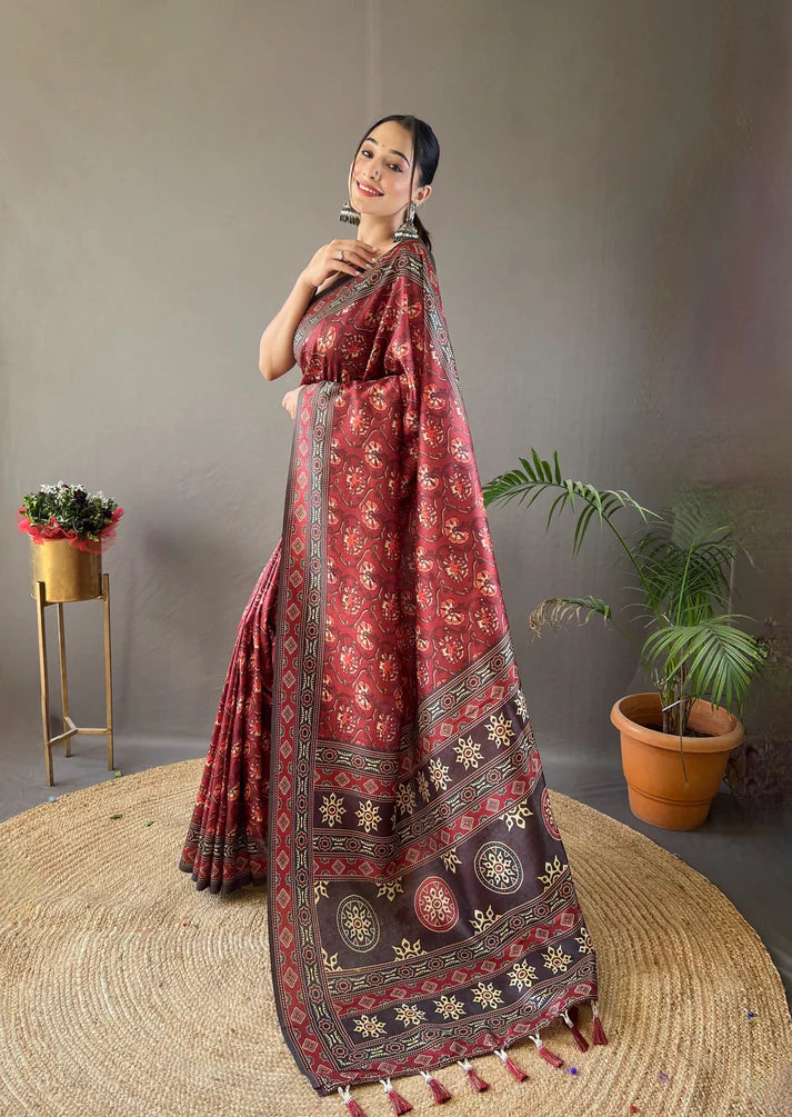 Dixz Fashion Digital print concept on semi silk weaves Saree