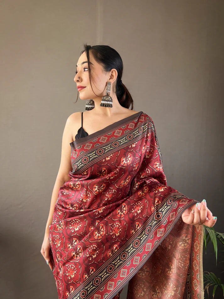 Dixz Fashion Digital print concept on semi silk weaves Saree