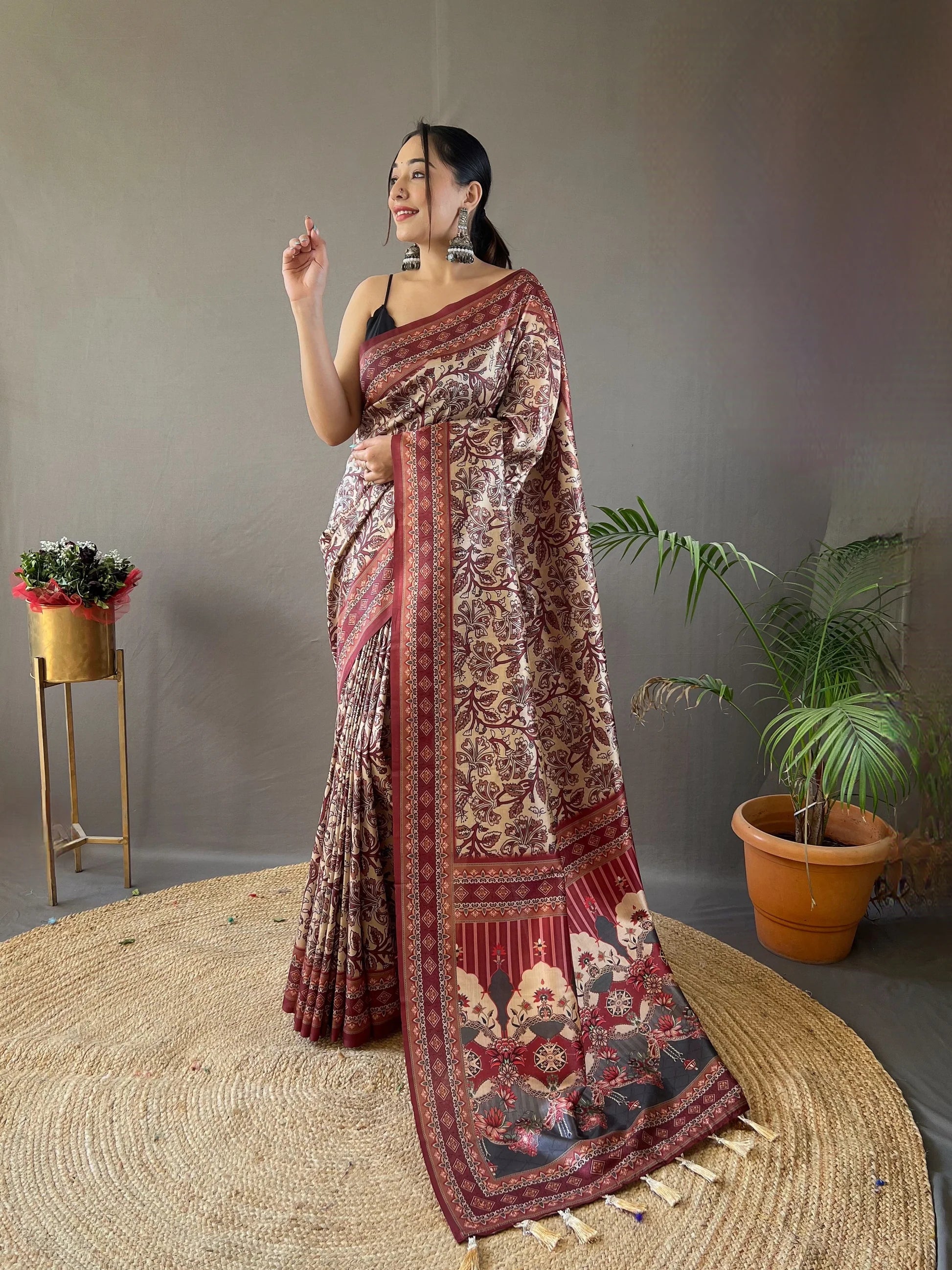 Dixz Fashion Digital print concept on semi silk weaves Saree
