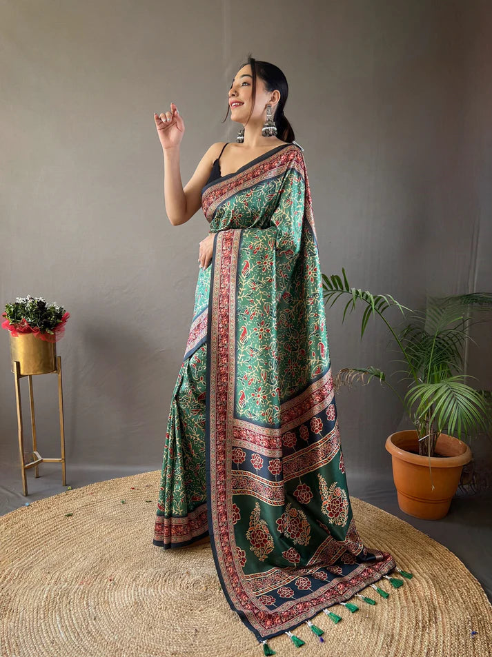 Dixz Fashion Digital print concept on semi silk weaves Saree