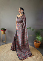 Dixz Fashion Digital print concept on semi silk weaves Saree
