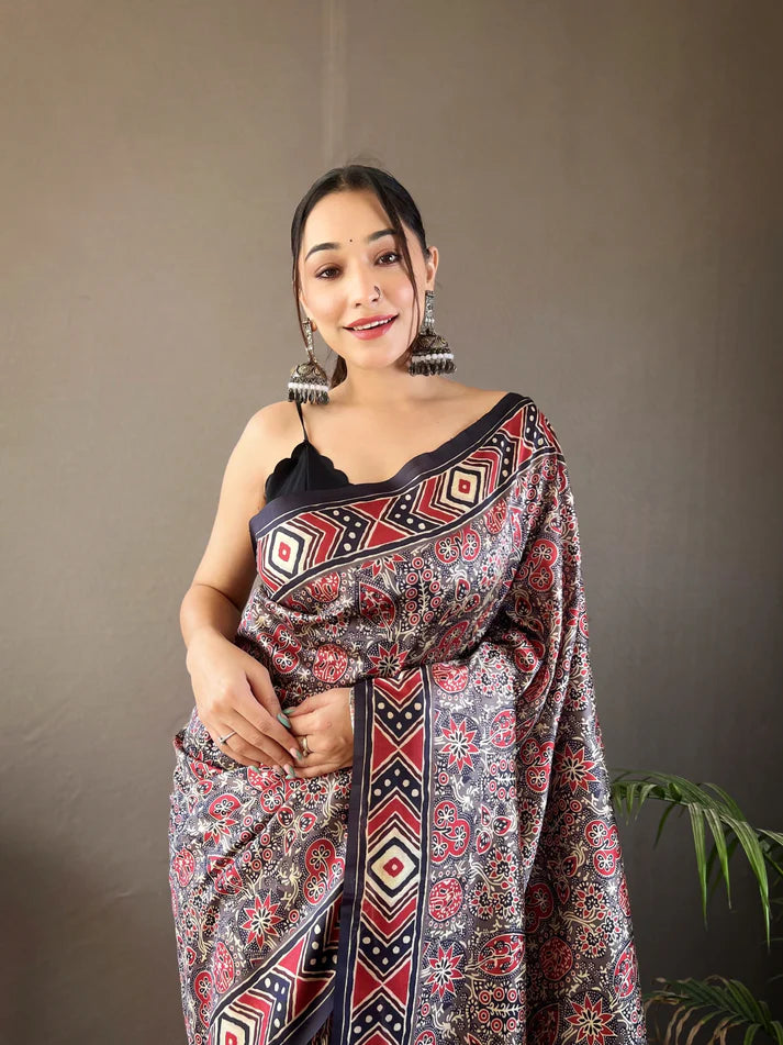 Dixz Fashion Digital print concept on semi silk weaves Saree