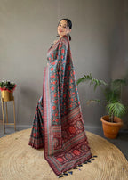 Dixz Fashion Digital print concept on semi silk weaves Saree