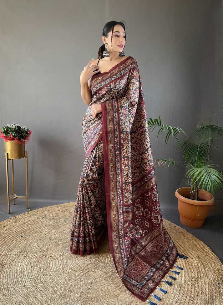 Dixz Fashion Digital print concept on semi silk weaves Saree
