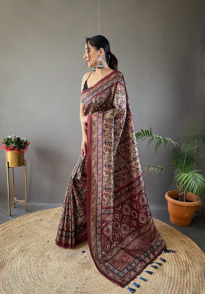 Dixz Fashion Digital print concept on semi silk weaves Saree