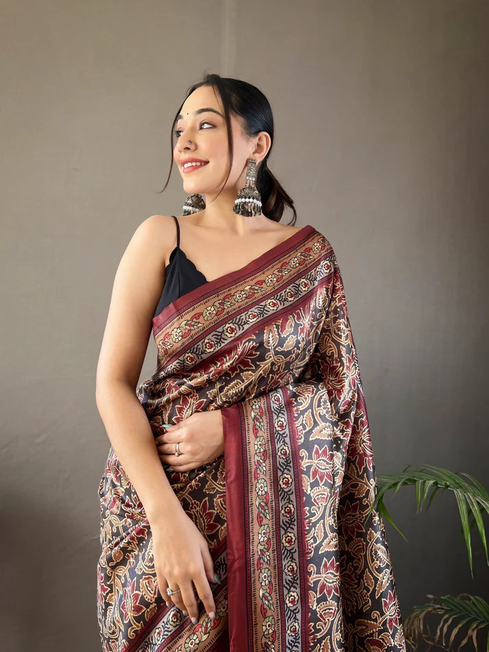 Dixz Fashion Digital print concept on semi silk weaves Saree