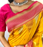 Dixz Fashion Ashmita – Semi Kanchi Silk Saree with Temple Border & Rich Zari Weaving