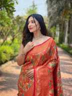 Dixz Fashion Kanchipattu Silk Saree with Contrast Weaving Border