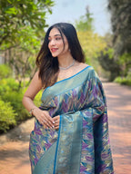 Dixz Fashion Kanchipattu Silk Saree with Contrast Weaving Border