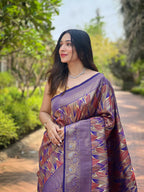 Dixz Fashion Kanchipattu Silk Saree with Contrast Weaving Border