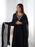 DIXZ FASHION PURE SOFT FOX GEORGETTE FABRIC FULLY FLAIR ANARKALI & PENT WITH DUPATTA