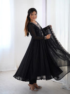 DIXZ FASHION PURE SOFT FOX GEORGETTE FABRIC FULLY FLAIR ANARKALI & PENT WITH DUPATTA