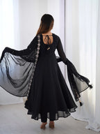 DIXZ FASHION PURE SOFT FOX GEORGETTE FABRIC FULLY FLAIR ANARKALI & PENT WITH DUPATTA